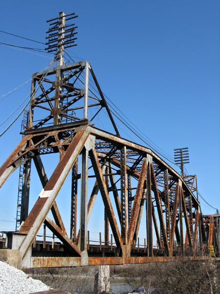 An old railroad bridge over the Cumberland River near the Nyhoff Facility.