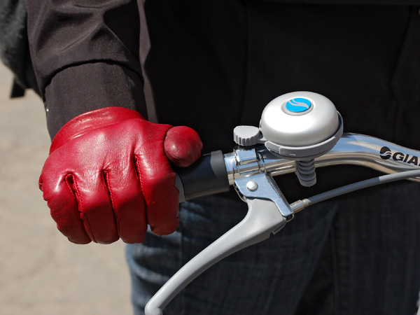 The red glove and a doozy of a bike bell