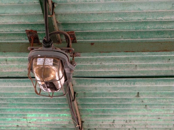 Old ceiling light on the bridge