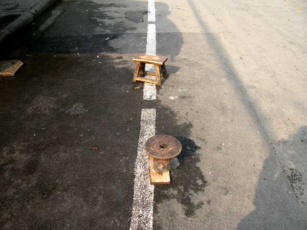 Stools on a line