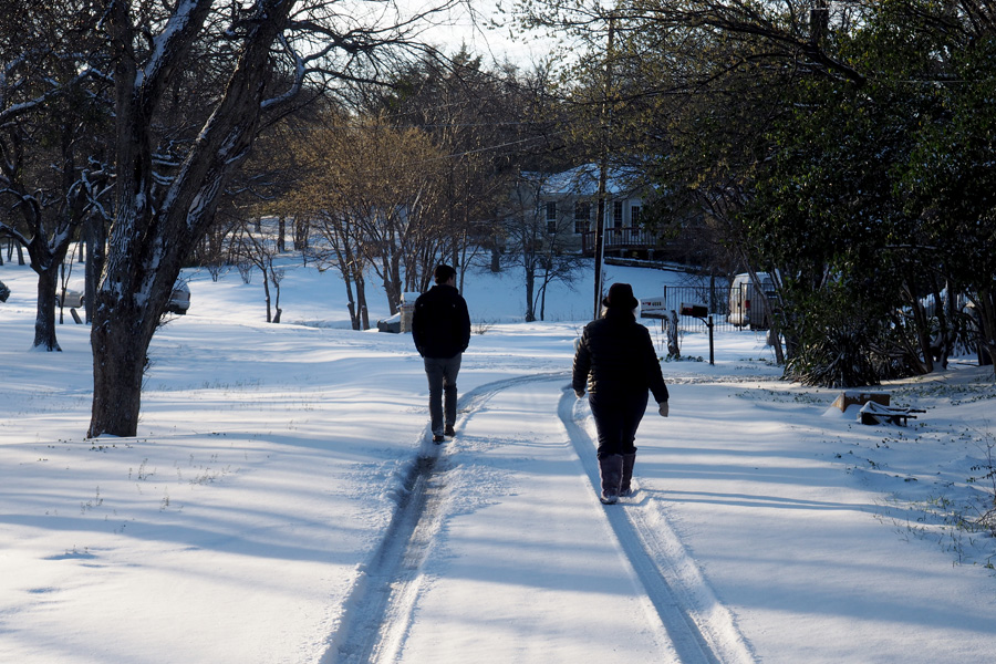 Too much snow to drive or fly, so we walked