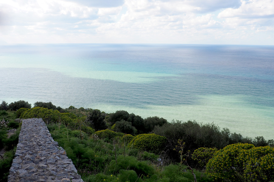 The cloud shadowed waters of the Tyrrhenian Sea