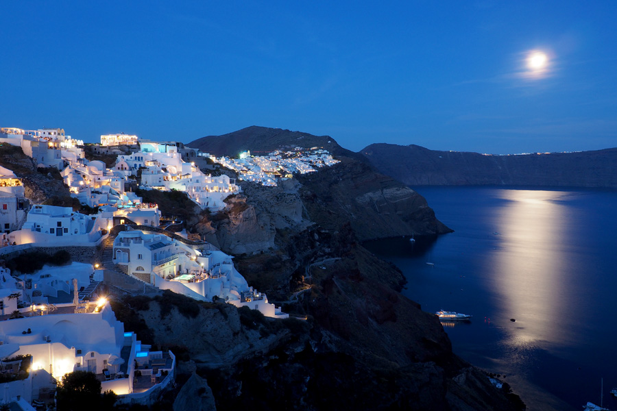 Oia in moonlight