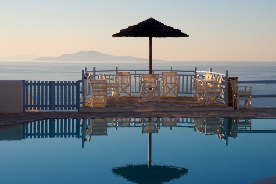 Our pool at sunset