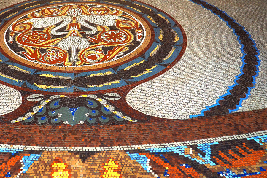 The mosaic floor of the GelÃ©rt Baths