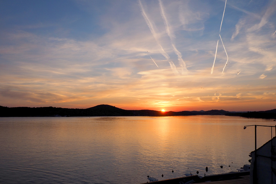 Sunset from our Å ibenik apartment balcony