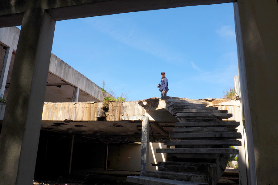 He's in abandoned building heaven