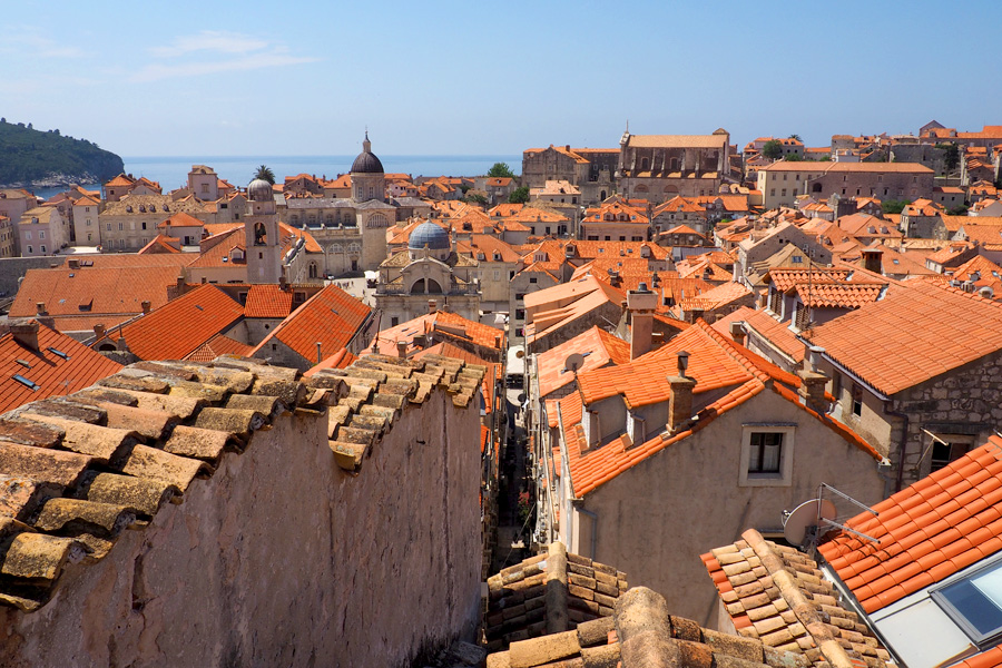 Old and new terra cotta roofs