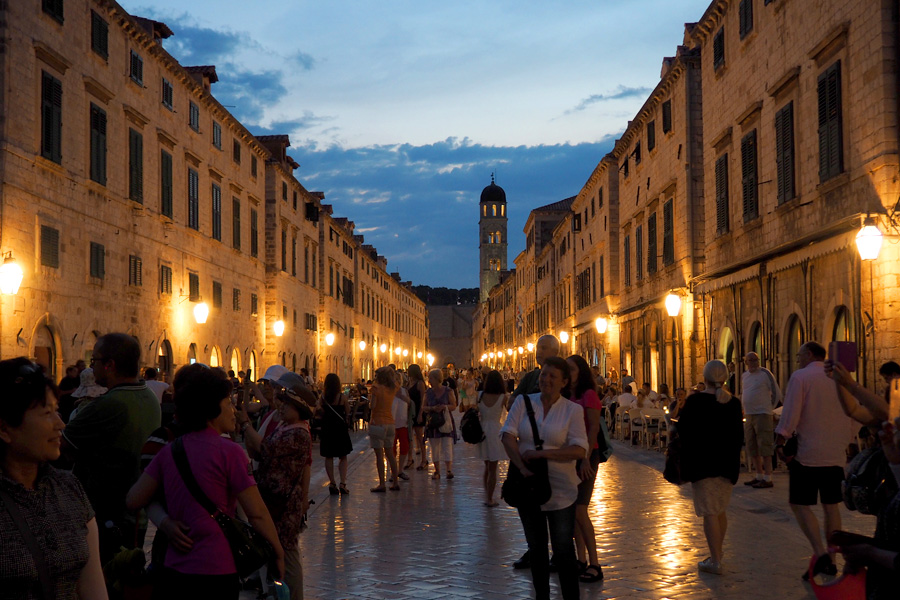 The Stradun of Dubrovnik at night