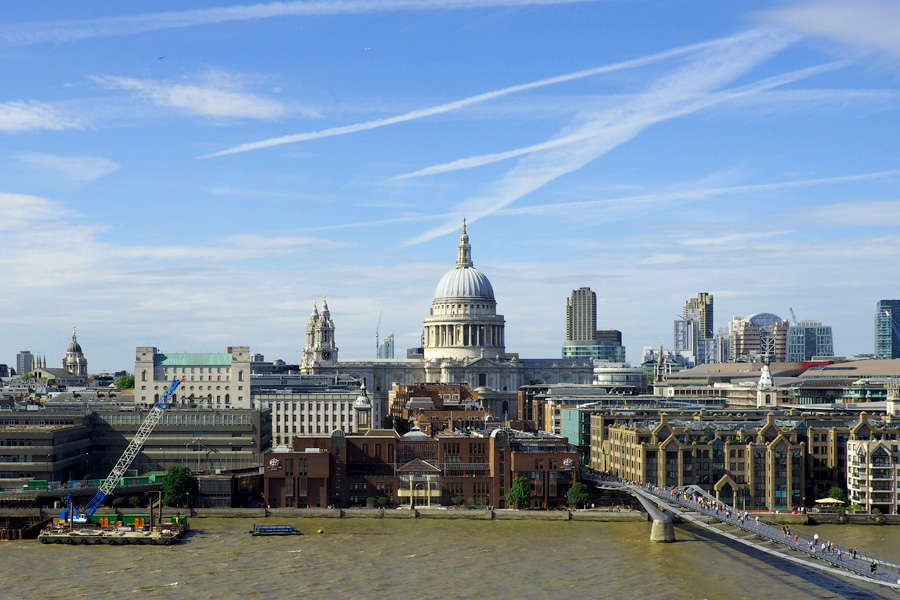 Sipping coffee gazing towards St. Paul's Cathedral